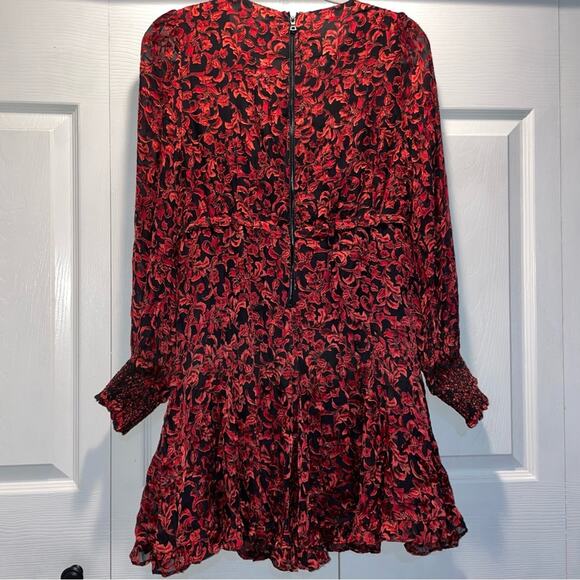 alice + olivia Briar Dress Upstate Scroll Deep Ruby Size 6 - Picture 3 of 5